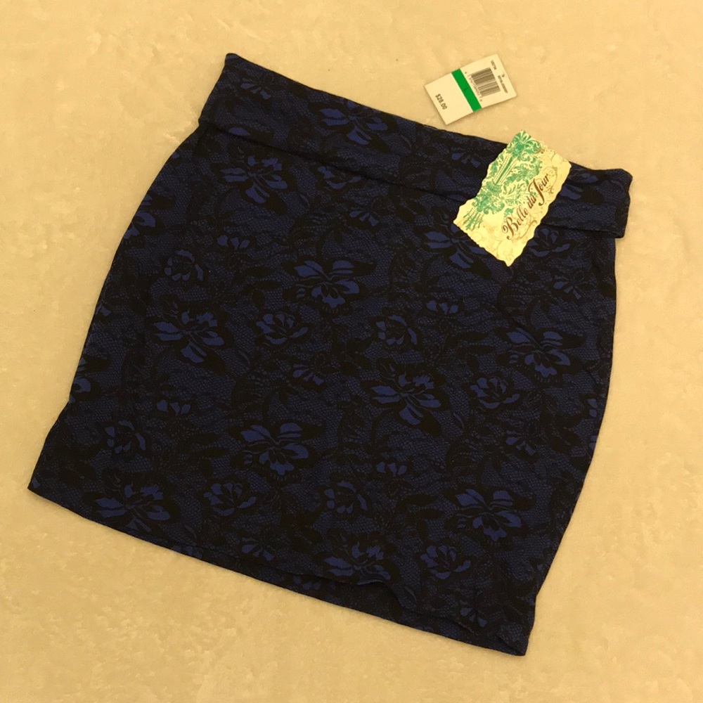 Belle du jour Stretchy Black & Blue Skirt - Picture 3 of 5